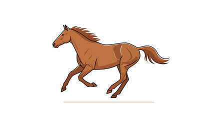 A Beautiful Chestnut Horse Galloping Free in an Illustrative Style
