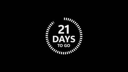 Twenty One Days To Go Countdown Timer Graphic With Black Background image photo