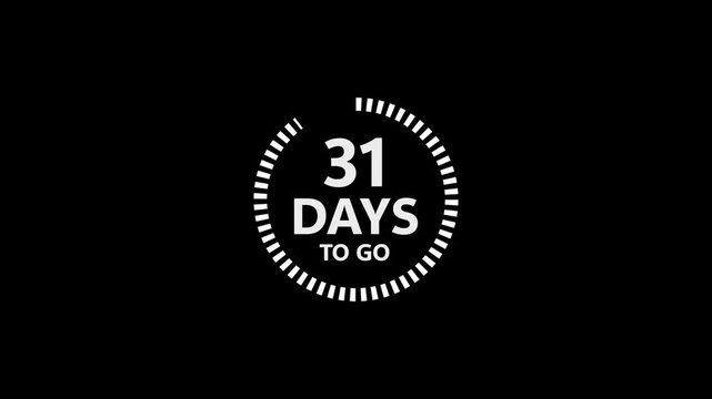 Thirty One Days To Go Countdown Timer Graphic With Black Background image photo