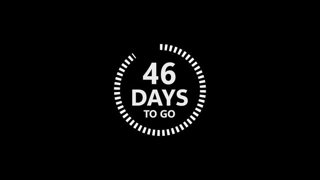 Forty Six Days To Go Countdown Timer Graphic With White Text On Black Background image photo
