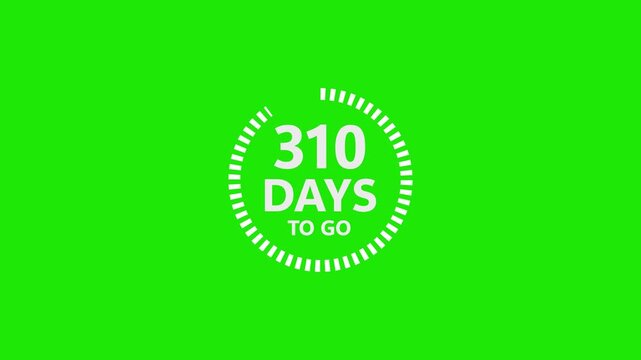 White text 310 days to go with a circular progress indicator on a bright green background countdown time