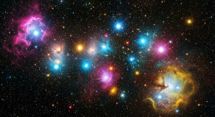 Obraz premium Celestial Symphony - A Vibrant Tapestry of Stars and Nebulae.