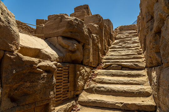 Stone Nilometer in ancient ruins, Aswan, Egypt