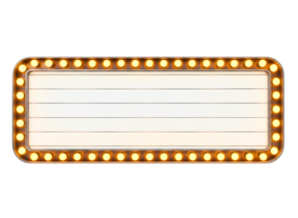 Blank illuminated marquee sign isolated on transparent background
