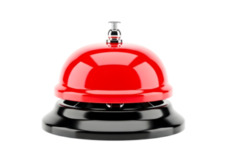 Red hotel reception bell isolated on transparent background