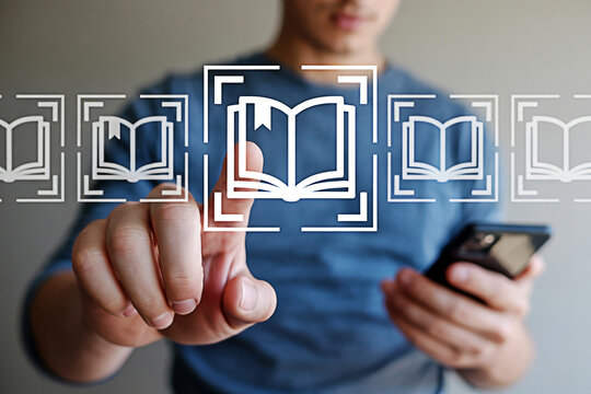 Discover digital books online reading app for education library and ebook with mobile technology user