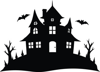 Scary house silhouette vector icon