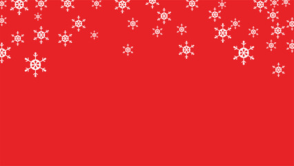 Red festive background with falling white snowflakes. Minimalist winter and Christmas design ideal for greeting cards, holiday invitations, banners, and seasonal digital or print projects.