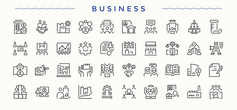 Business simple icon set. Minimalist vector collections. Professional icon. Pack of enterprise, commerce, profession, economic, organization and more.