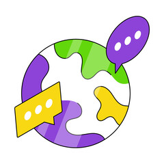 A colored design icon of global chatting 