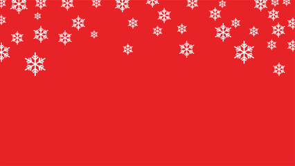 Red festive background with falling white snowflakes. Minimalist winter and Christmas design ideal for greeting cards, holiday invitations, banners, and seasonal digital or print projects.