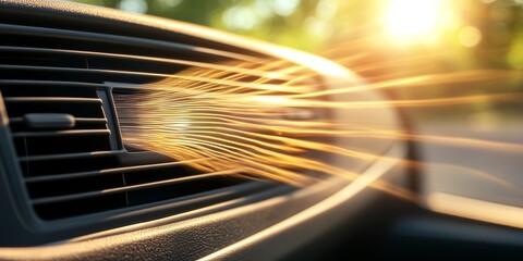 Refreshing summer air conditioning in car, providing comfort during hot weather travels.