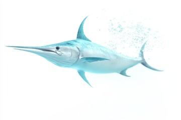 Naklejka premium Photorealistic blue marlin swimming in clear water for marine life design