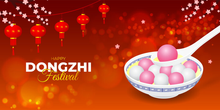 Vector illustration of Happy Dongzhi Festival social media template - Powered by Adobe