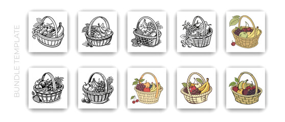 Fruit Basket Illustration Set