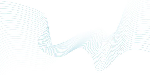 Abstract blue smooth wave on a white background. Dynamic sound wave. Design element. Vector illustration.