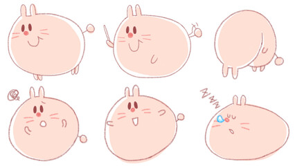 かわいい人気動物キャラクターイラスト素材セット【うさぎ】全身2