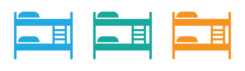 Kid bunk bed icon. Outline kid bunk bed vector icon color flat isolated