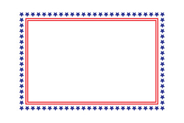 USA flag inspired rectangle shape frame. Patriotic star border frame.