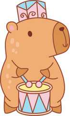 Illustrations of cute capybara character clip art for kids.