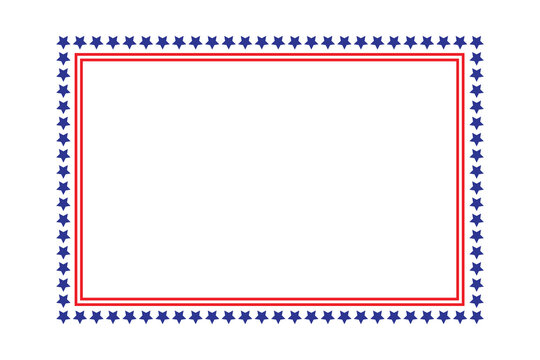 USA flag inspired rectangle shape frame. Patriotic star border frame.