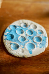 artist's palette, texture mixed ceramic paints