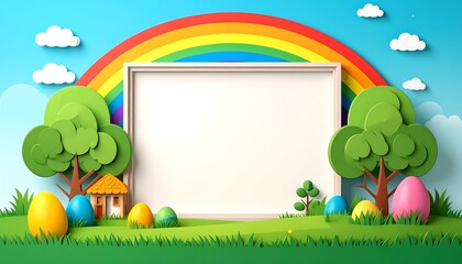 Fun and Creative Preschool Template Featuring Rainbow Colors and Open Text Space