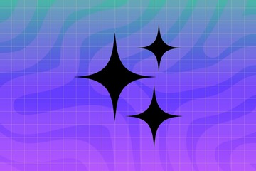 Fototapeta premium Abstract blue background with black stars, wave, lines, grid. Seamless pattern with purple, blue and green color. Design for print, banner, template, wallpaper, card, scrapbook, wrapping paper, etc.
