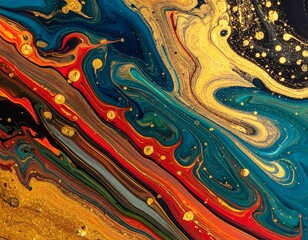 abstract colorful background with waves, oil painting