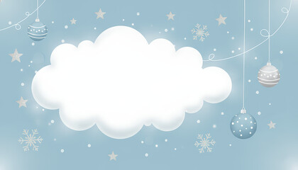 Cute Cloud Background with Hanging Christmas Decorations
