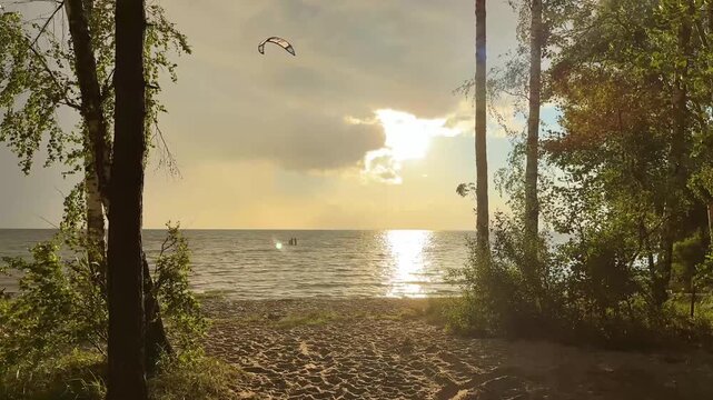 Way to the sea. Water sport, wing serfing