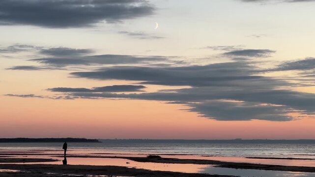 A man walks on the seashore and feels lonely