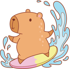 Illustrations of cute capybara character clip art for kids.