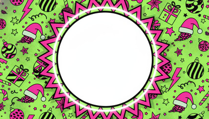 Retro Pop Art Background with Round Frame and Bright Colors