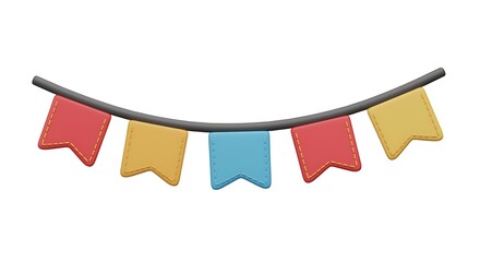 Colorful party bunting flags hanging on a string for celebration