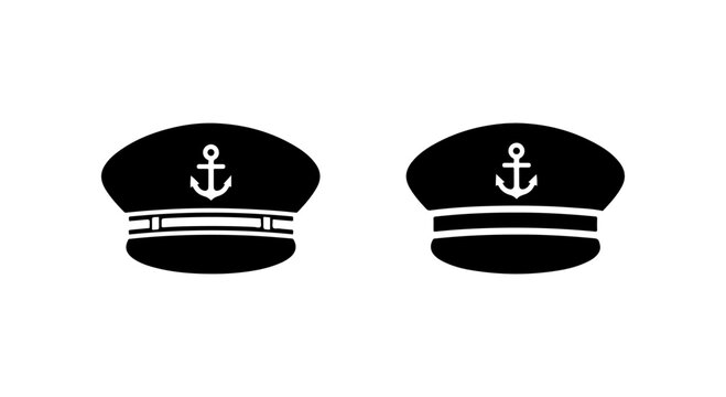 Two black captain hats with anchors on a white background