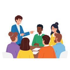 Dynamic team leader presenting innovative ideas during meeting session