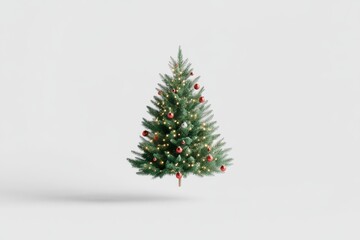 Fototapeta premium Festive christmas tree with ornaments and lights for holiday celebration design