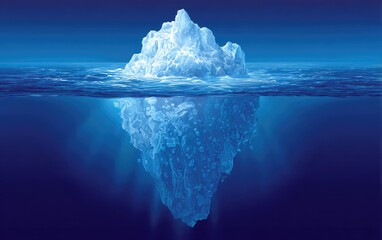 Iceberg floats; most hidden beneath ocean surface
