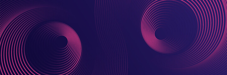 Abstract dark blue modern futuristic banner background. Glowing pink oval lines pattern design. Swirl ellipse lines element. Circular motion. Suit for banner, brochure, cover, flyer, website