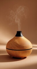 Woodgrain diffuser emitting steam