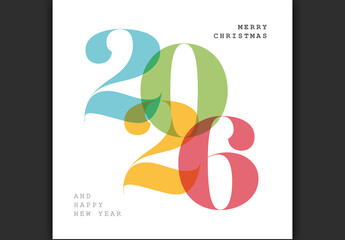 Merry Christmas and Happy New Year 2026 Festive Colorful Card