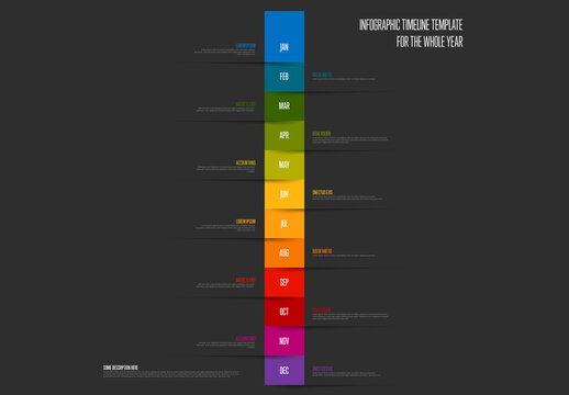 Infographic Timeline Template for the Whole Year - Colorful Monthly Layout