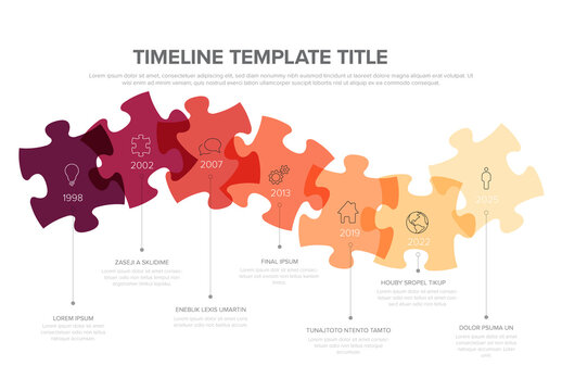 Puzzle Piece Timeline Infographic with Milestones and Dates