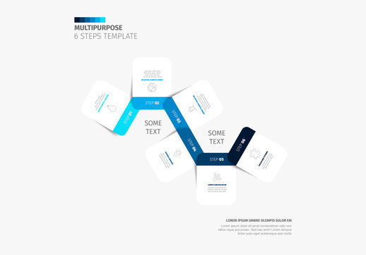 Multipurpose 6 Steps Process Infographic Template Design