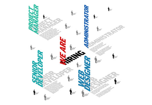 We Are Hiring: Employment Opportunities Isometric Banner Header Poster Concept