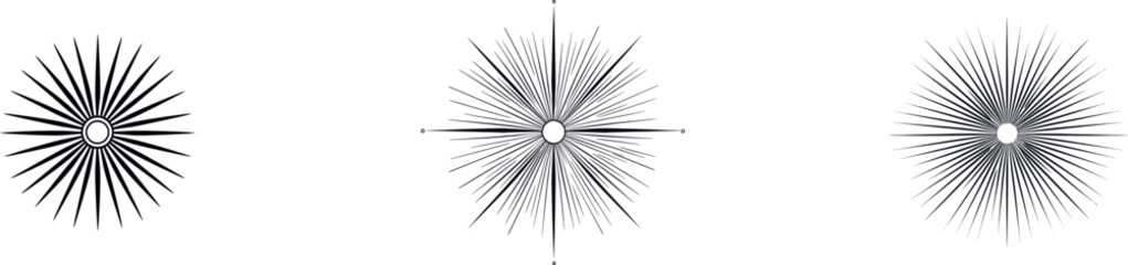 Obraz premium On a white background, a modern flat design showcases an abstract symbol for a sunburst explosion effect