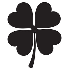 Simple Black Four-Leaf Clover Silhouette Graphic