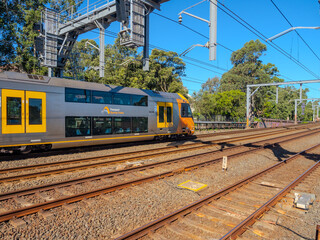 Fototapeta premium 5 November 2025 passenger Train going through Summer Hill train station a suburban Sydney train Station NSW Australia