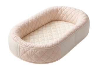 Quilted baby nest with breathable mesh sides for airflow and comfort in a nursery.
